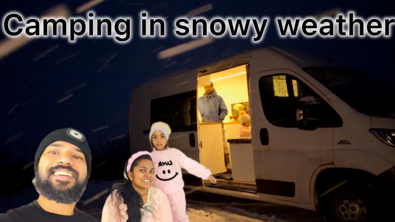 Camping in snowy weather ❄️🥶#mallusinfinland #vanlife 