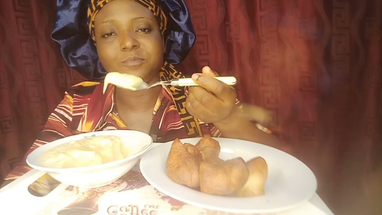 Eating pap with puff puff so yummy #mukbang #asmr