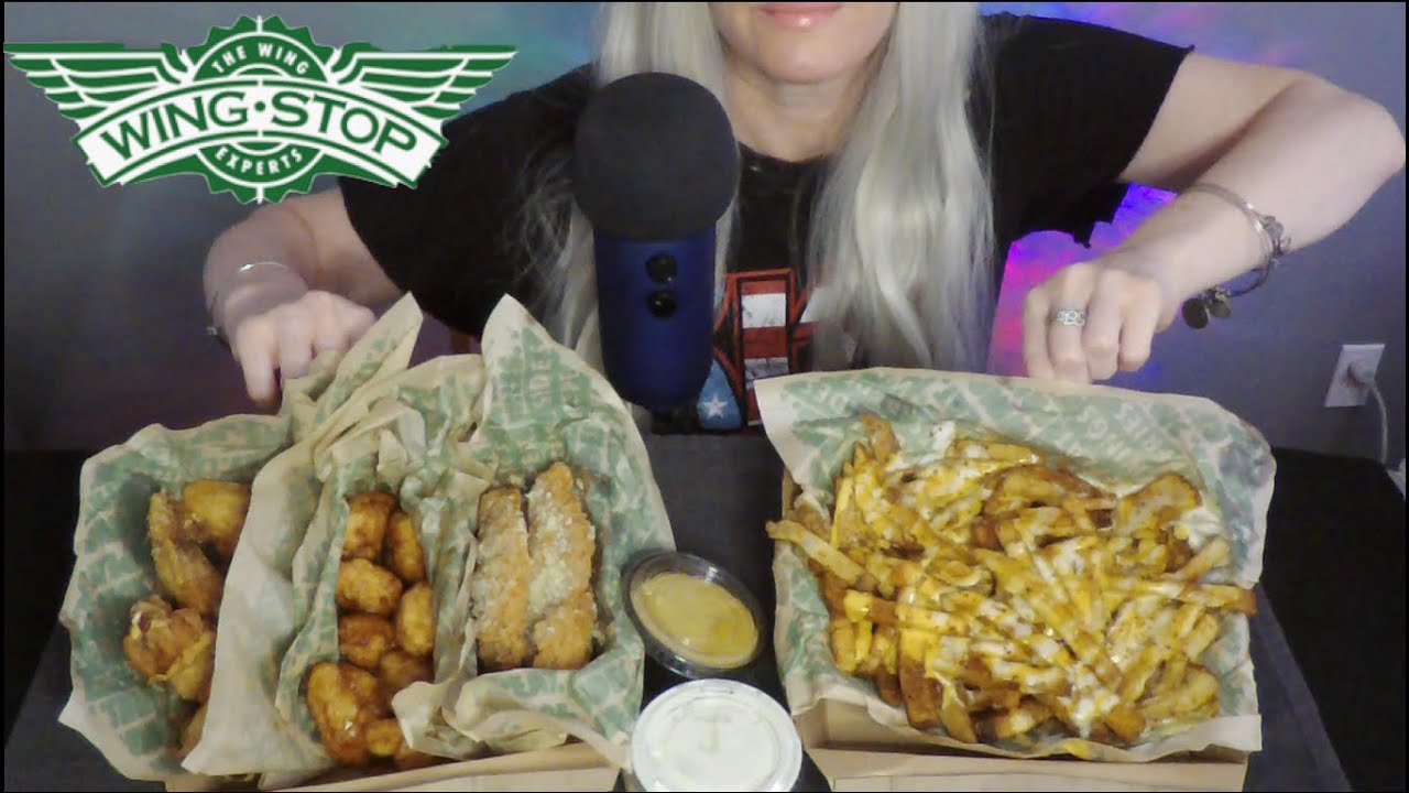 ASMR Huge WING STOP Mukbang | Chit Chat Ramble | Whispered
