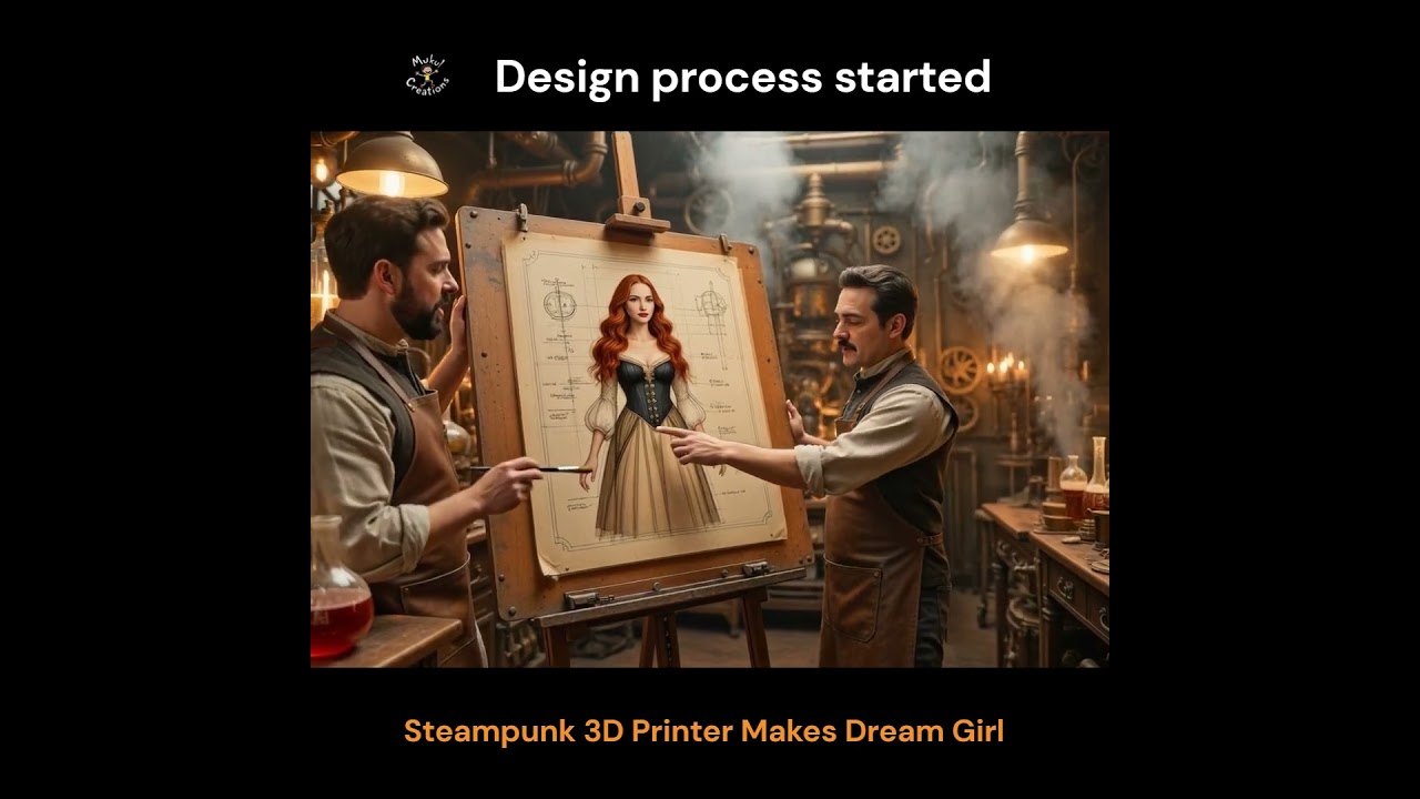 Steampunk 3D Printer Makes Dream Girl #Steampunk #MadScience #AIArt #originalmusic