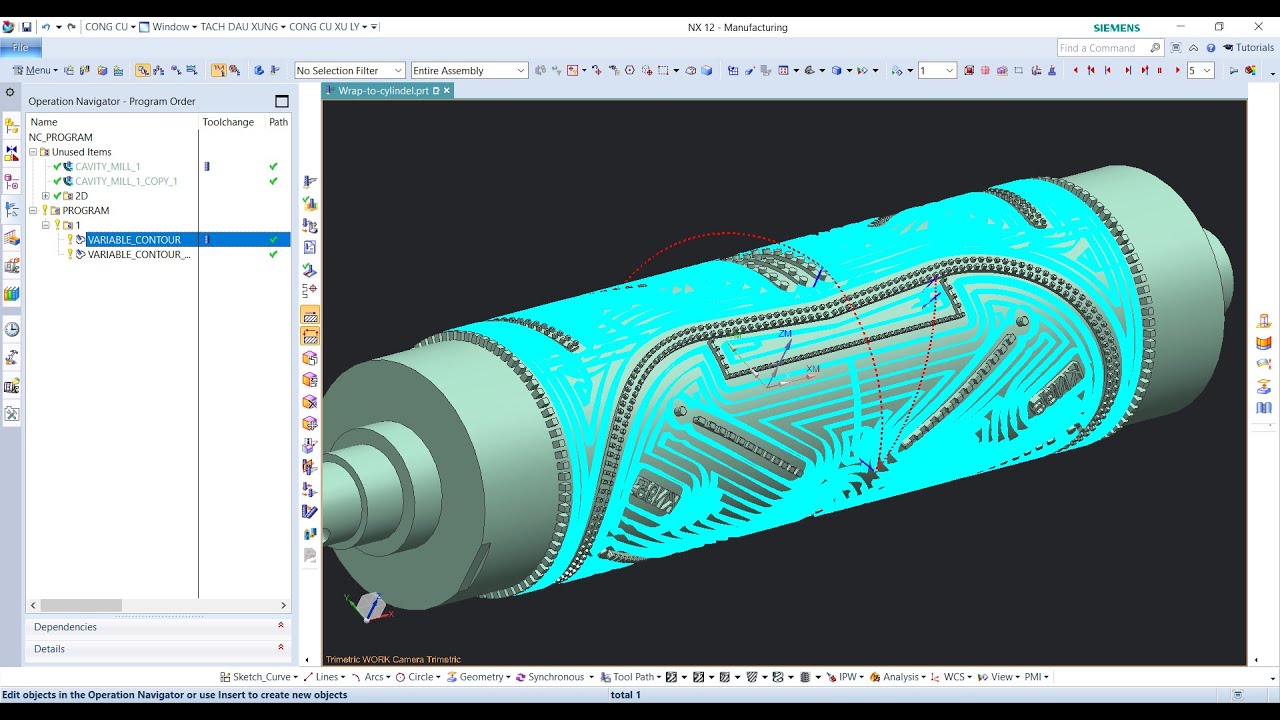 NX CAM 4Axis Wrap to cylinder