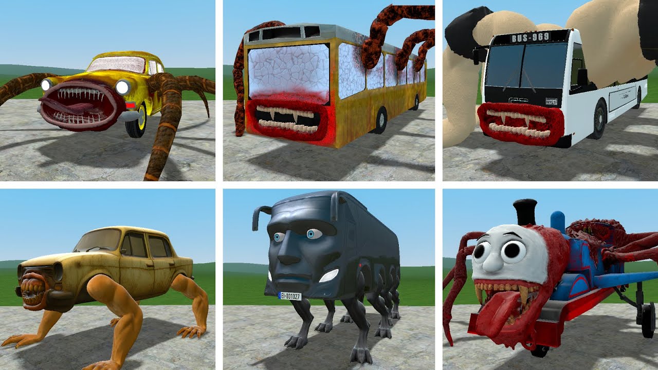 EVERYTHING TURNED INTO MONSTERS: CAR EATER, BUS EATER, MUSCLE BUS EATER, RENG RENG BUS, INFECTED SKY