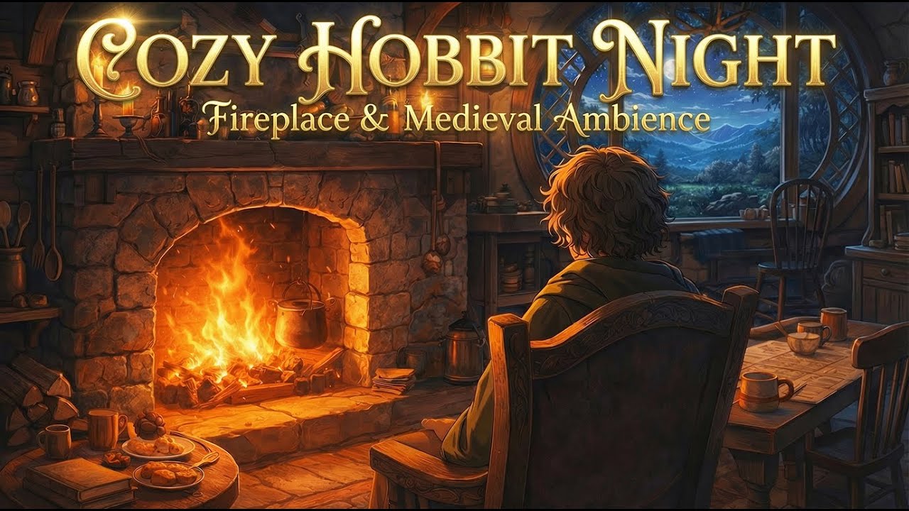 Medieval Music for Relax, Sleep & Night Calm | Cozy Hobbit Home Fireplace Ambience