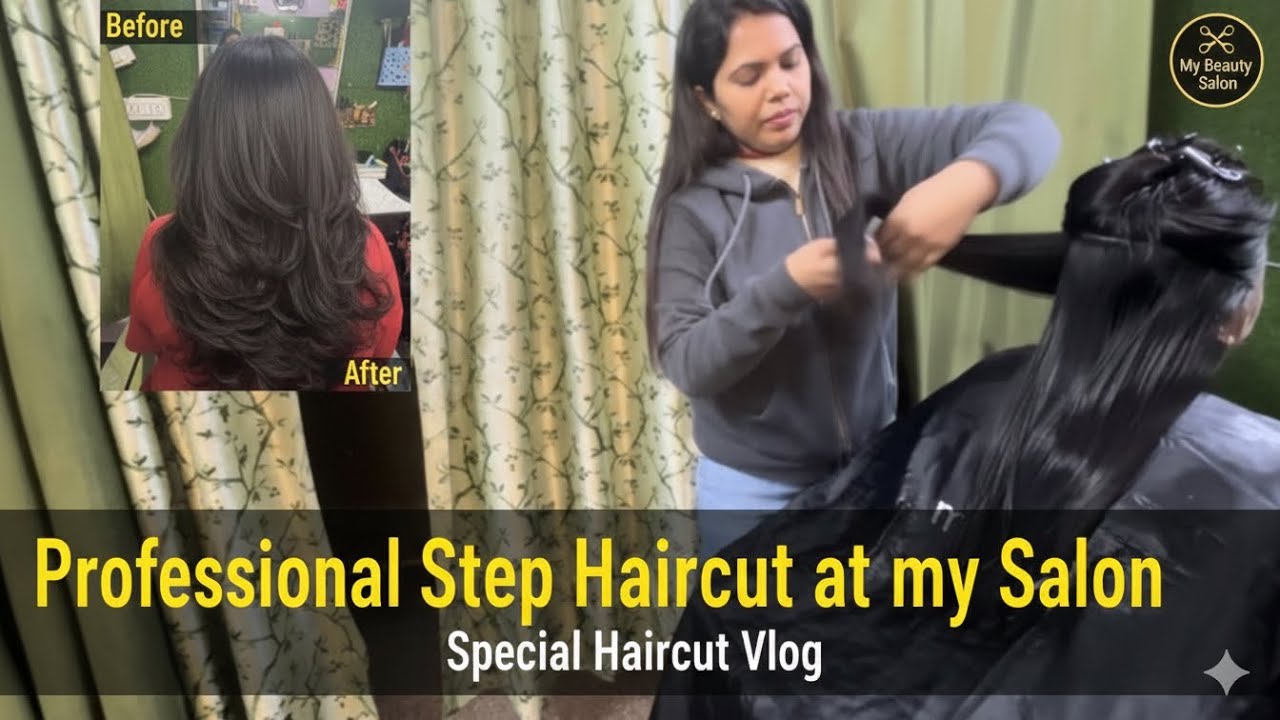 Aaj Salon mein kiya Sundar Step Haircut 😍 | Kanha ji ki Seva aur Busy Day @vinitasharma4738 