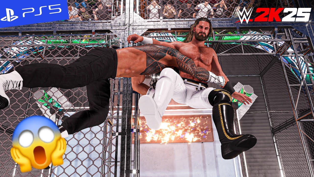 WWE 2k25 - Roman Reigns vs. Seth Rollins - Hell in a Cell Match | PS5