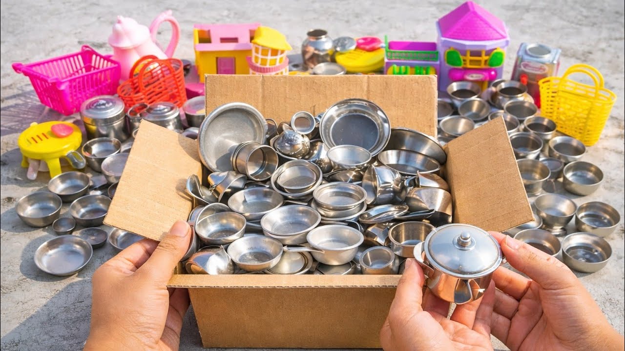 7 Minutes Satisfying with Unboxing Hello Kitty Kitchen Set | Mini Steel Kitchen Set Cooking Video