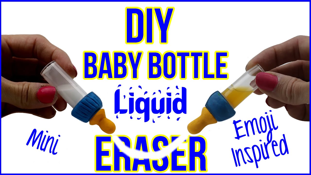 DIY Miniature Baby Bottle Liquid Eraser! Emoji Inspired School Supplies! DIY Back To School!