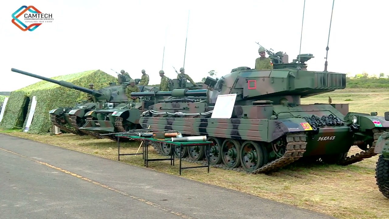 Kenya Defence Forces (KDF) display some of the combat equipment for trainees at Laikipia airbase