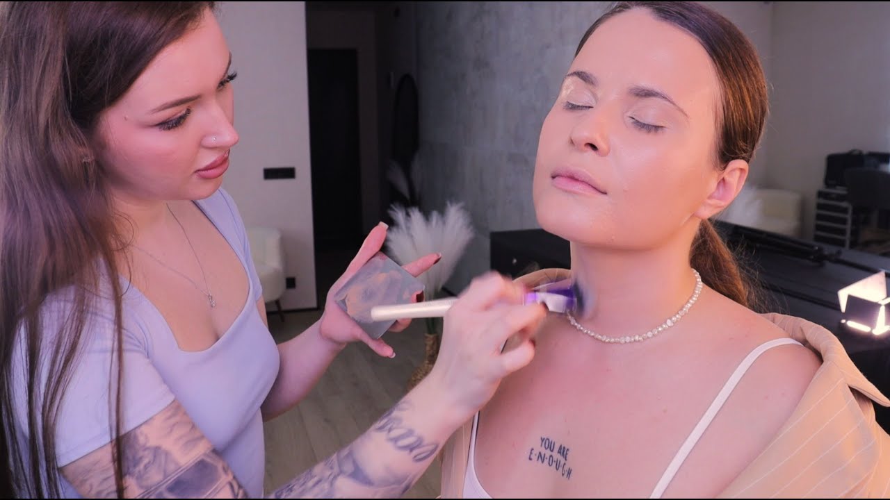 ASMR I Got Bold Burgundy Makeup & Soft Curls Hairstyle (Very Close-Up, Unintentional ASMR)