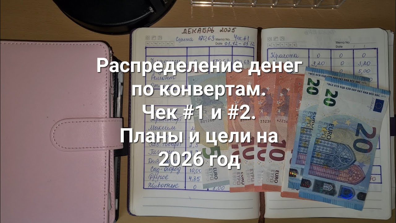 Распределение денег по конвертам. Декабрь. Чек #1 и Чек #2. Планы и цели на 2026год