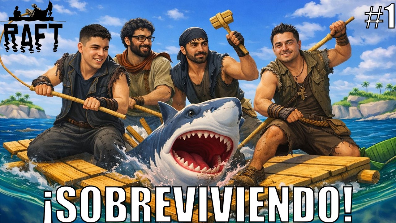 🦈¡CUATRO VAGOS SOBREVIVIENDO EN UNA BALSA!🦈 | GAMEPLAY DE RAFT DIA #1 FT @francab237 Micky y Cris
