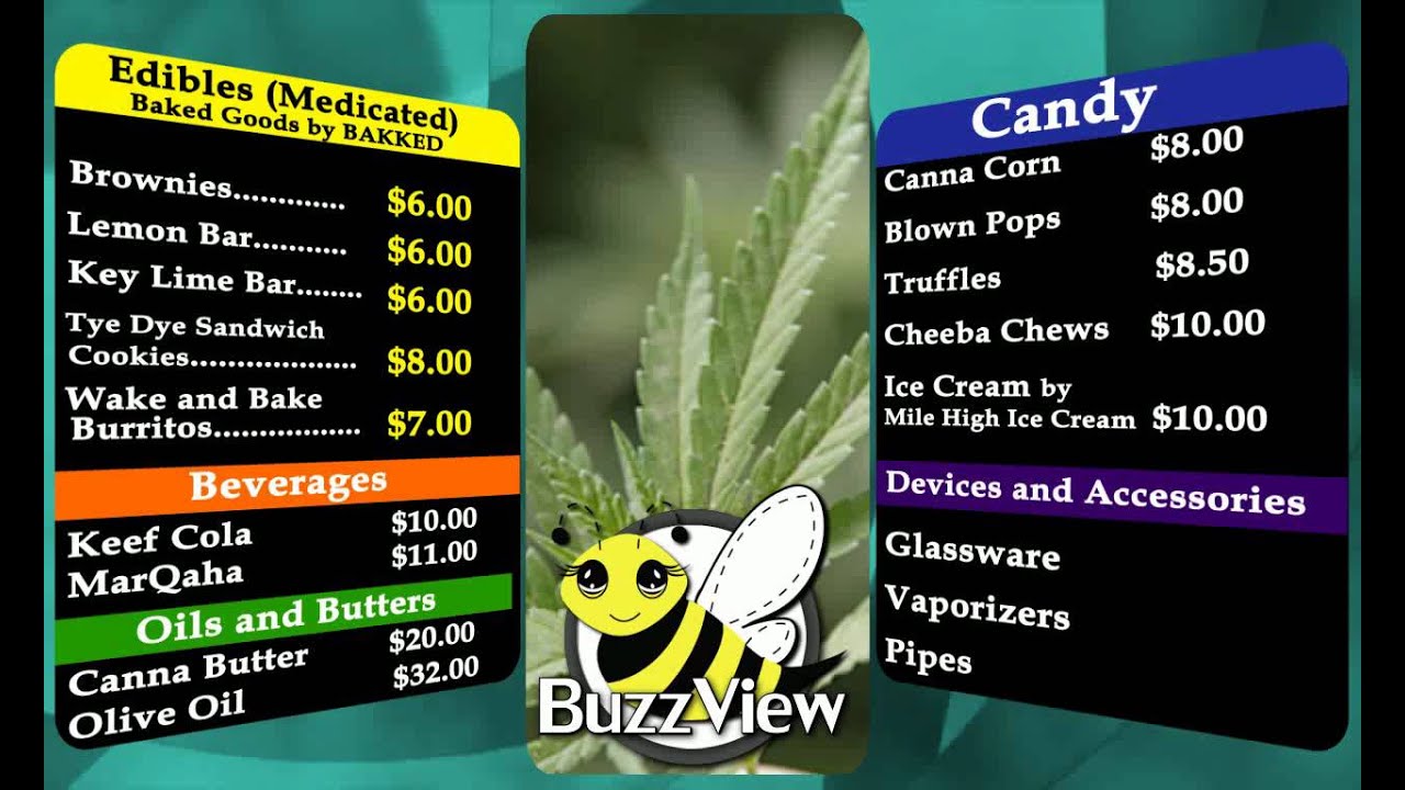 Dispensary Digital Menu Board Example 1