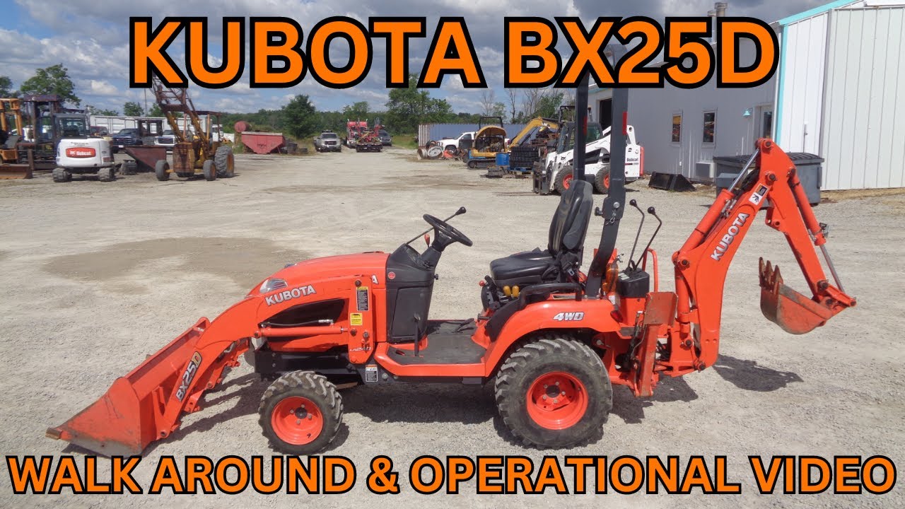 Видеообзор и демонстрация работы трактора-погрузчика Kubota BX25D. Цена: 14 900 долларов.