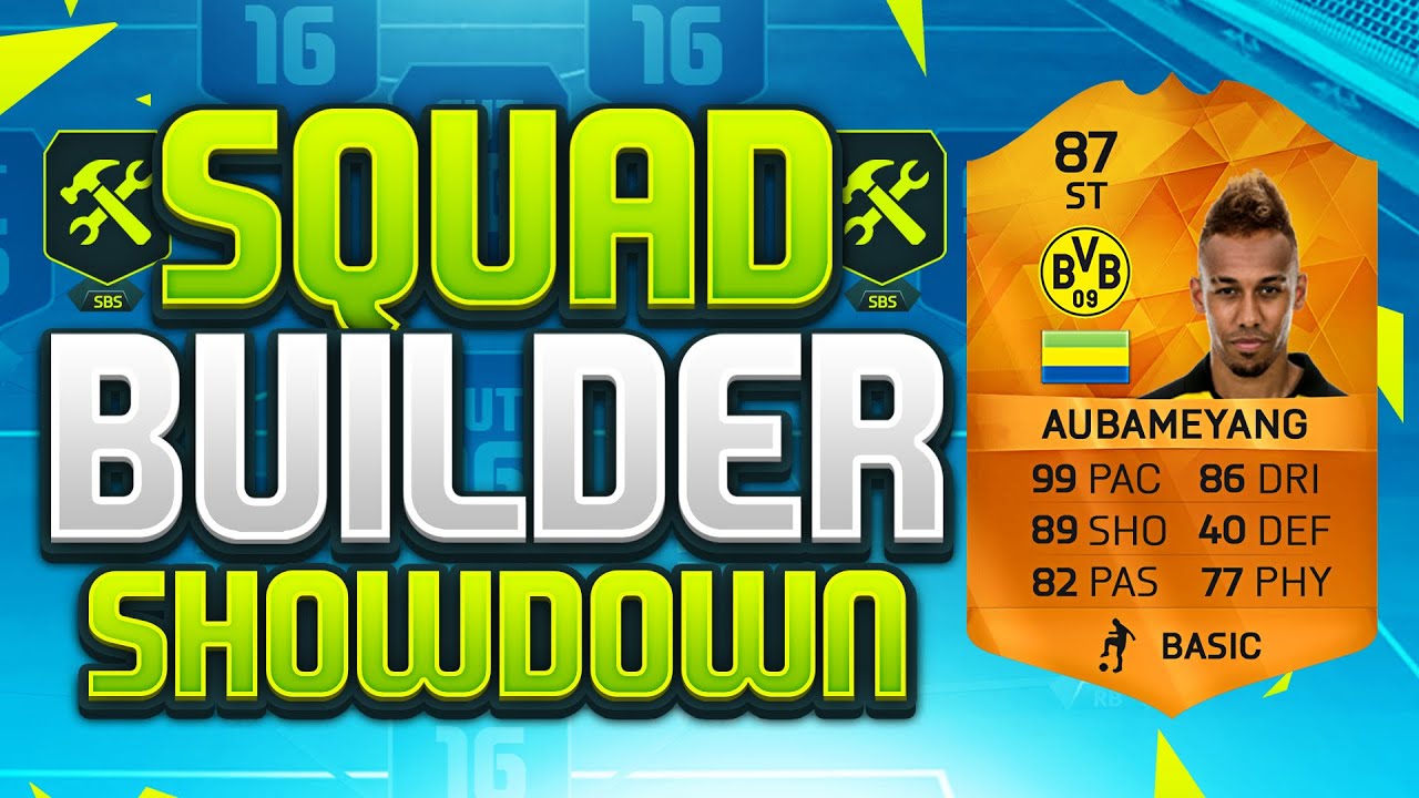 FIFA 16 SQUAD BUILDER SHOWDOWN!!! 99 PACE AUBAMEYANG!!! MOTM Aubameyang Squad Builder Duel