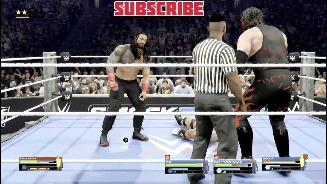 Роман Рейнс против Сета Роллинза, Кейна и Трипл Эйча | Эпический матч с гандикапом | Геймплей WWE...