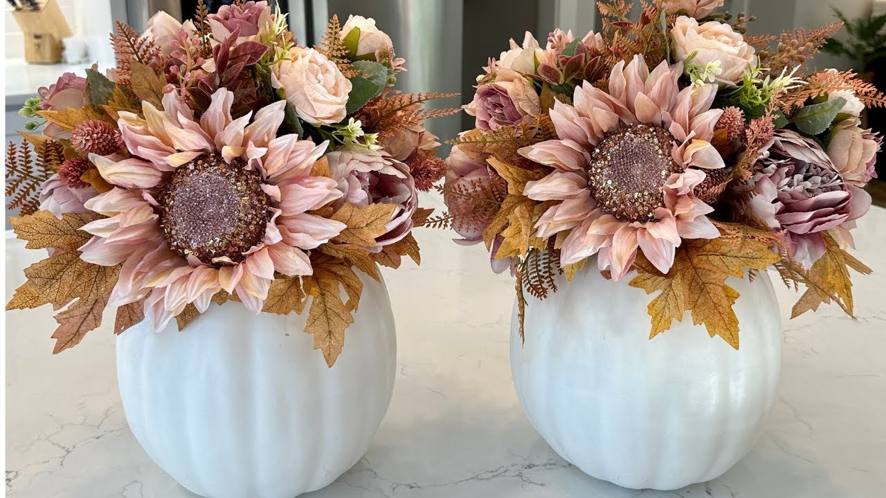 DIY Easy Pumpkin Centerpiece - How to Make a Pumpkin Table Arrangement