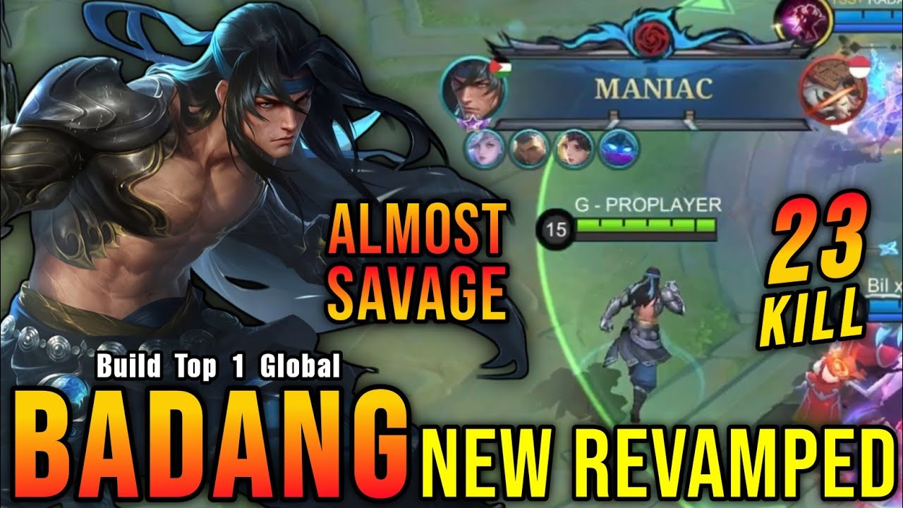 Almost SAVAGE!! 23 Kills Badang Revamp Best Build and Emblem!! - Build Top 1 Global Badang ~ MLBB