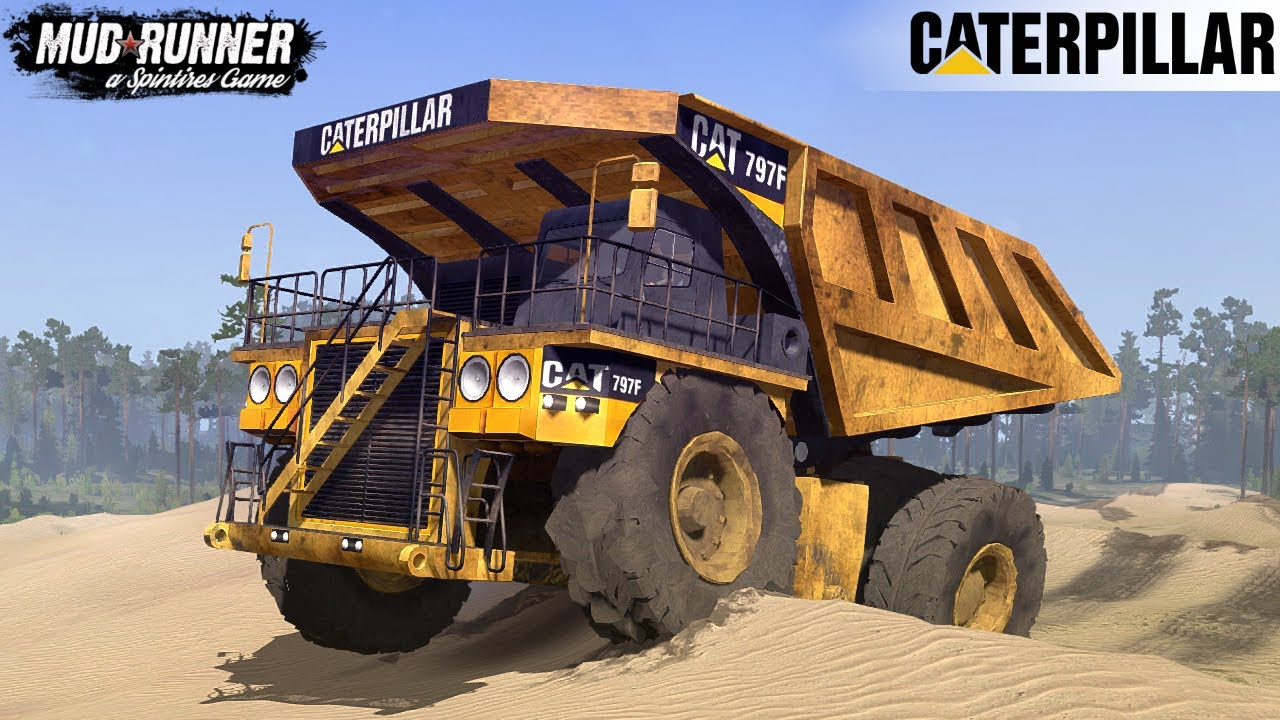 Spintires: MudRunner - CATERPILLAR Mining Dump Truck Driving On Sand In The Desert