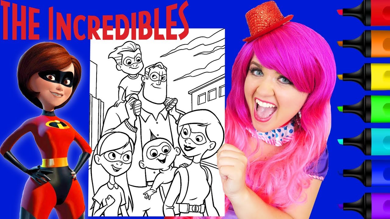 Coloring Incredibles Family Disney Pixar Coloring Page Prismacolor Markers | KiMMi THE CLOWN