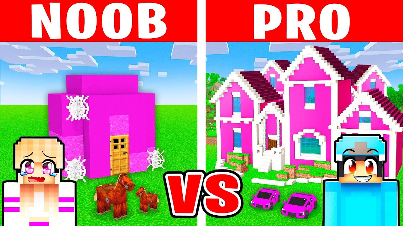 NOOB vs PRO: MODERN BARBIE GIRL HOUSE Build Challenge in Minecraft!