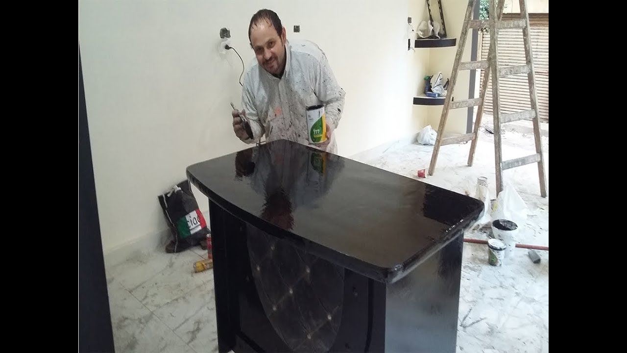 طريقه دهان المكتب الخشب بكل التفاصيل....How to paint the wood desk