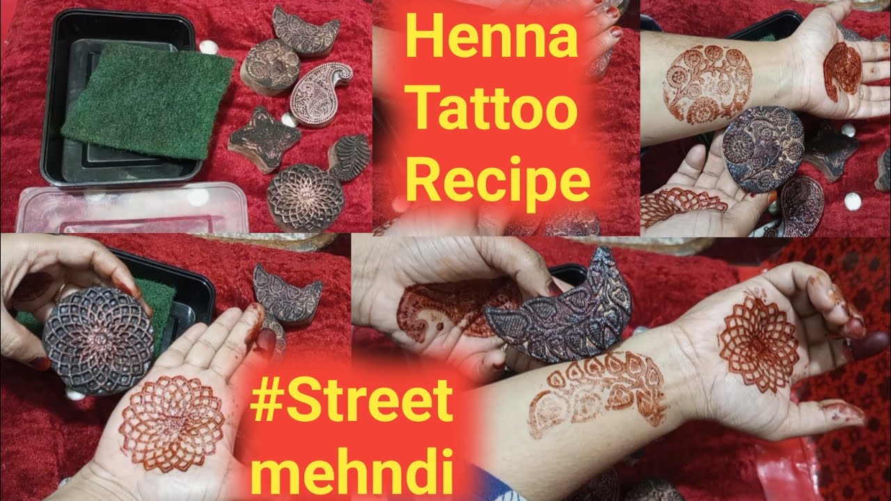 Tattoos Henna Recipe/Homemade Henna for Stamps|Wooden Block Hennna Print Stamps| Arq Street mehndi
