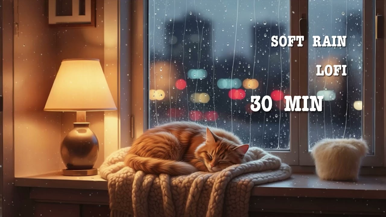 Soft Rain Lofi 30 Min 🌧️ Cozy Study & Sleep Music | Warm Living Room Ambience