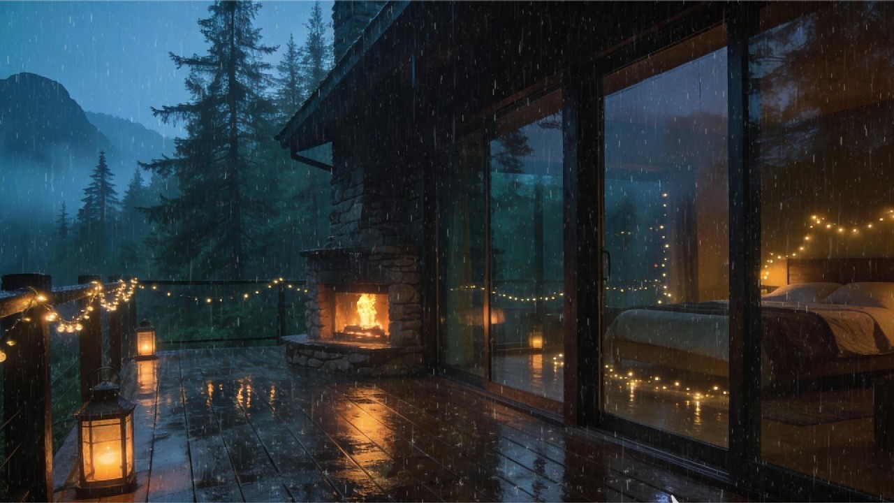 Best Thunderstorm Ambience | Distant Thunderstorm on Mountain Cabin Porch