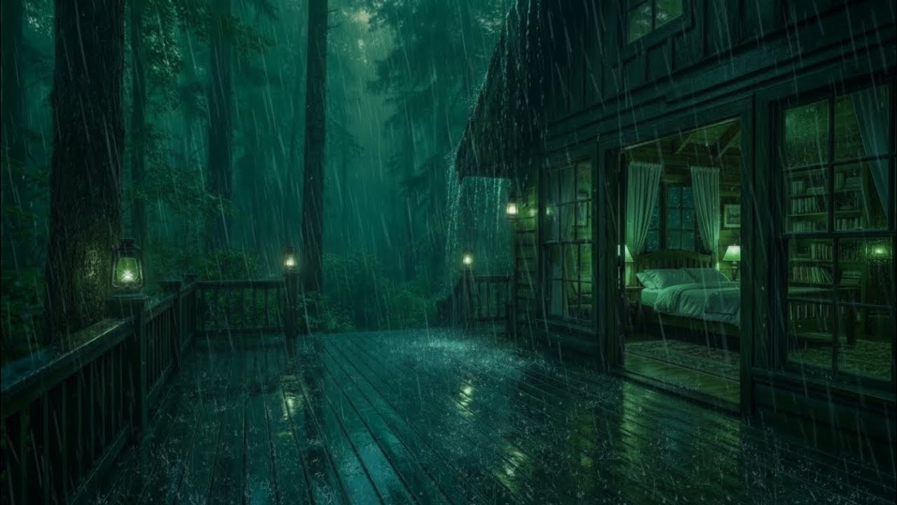 Deep Forest Rain at a Quiet Cabin 🌧 (No Ads) | Peaceful Rain Sounds for Deep Sleep & Relaxation