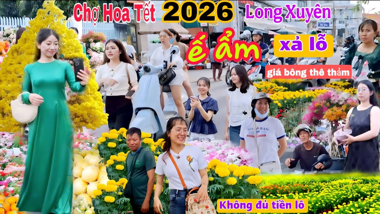 Chợ hoa tết.giá bông thê thảm. ế ẩm xã lỗ. Không đủ tiền lô. Long xuyên 