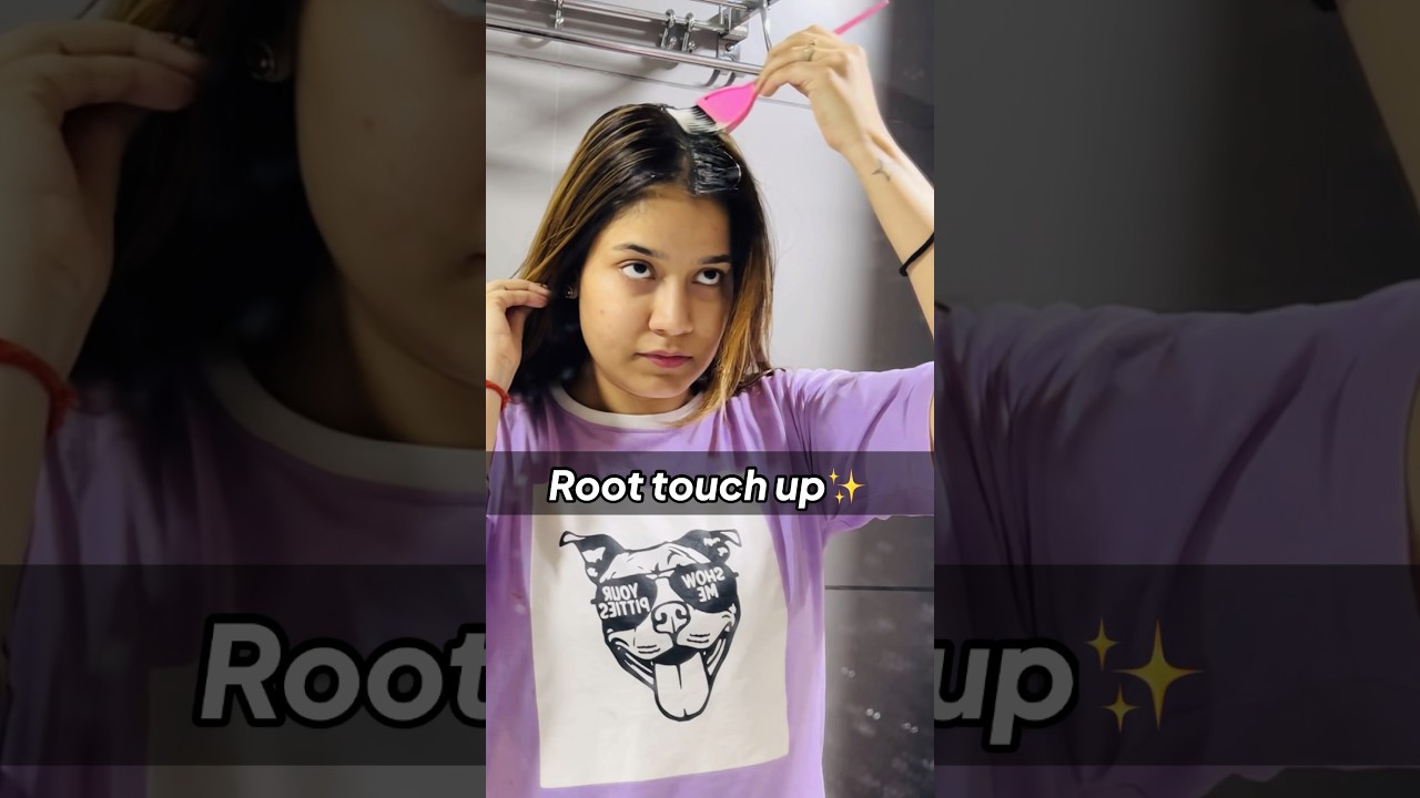 Root touch up at home✨How I cover my grey hair? #sejshorts #hair #roottouchup #haircolor