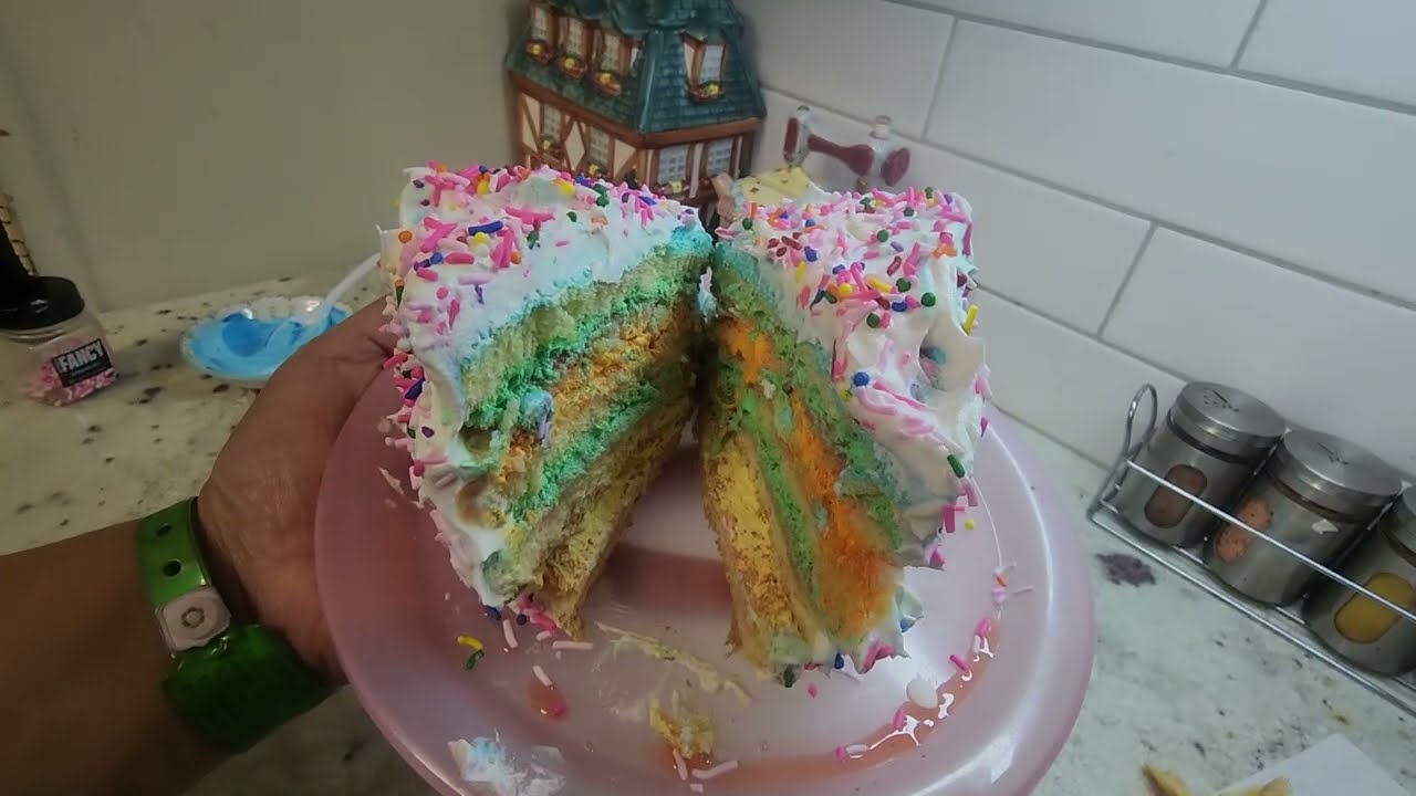 Layered Bread cake/colorful Layered cake/simple cake /no bake  cake 