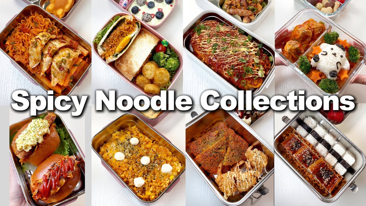 ASMR🎧12 ideas of spicy noodle collections🍜#asmr #bento #lunchbox