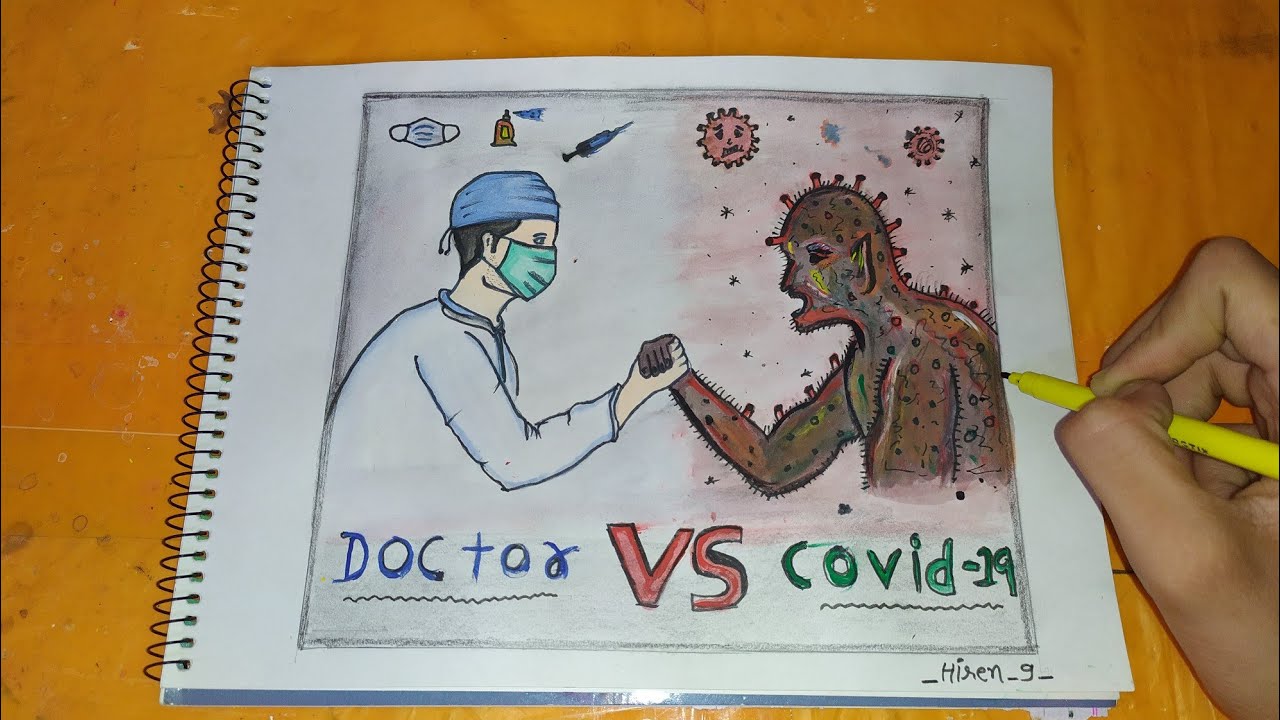Doctor Vs corona colour drawing ..Easy and step by step #hirengondaliyaartist