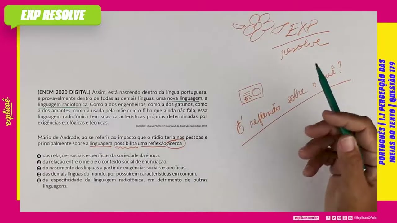 ASSIM, ESTÁ NASCENDO DENTRO DA LÍNGUA PORTUGUESA, E (...) | PERCEPÇÃO DAS IDEIAS DO TEXTO
