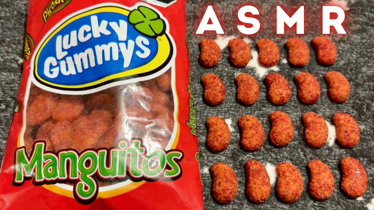 ASMR analizando y comiendo GOMITAS DE MANGUITOS CON CHILE🥭