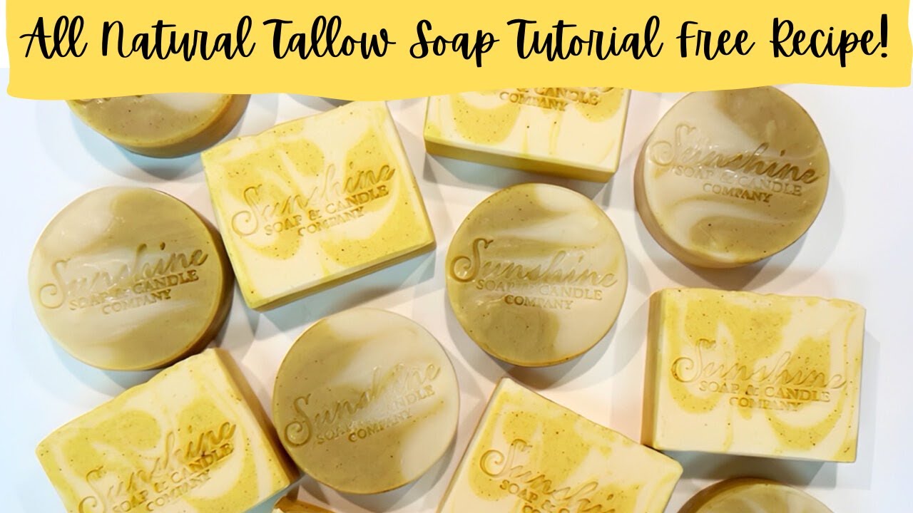 ALL NATURAL TALLOW SOAP~ RECIPES INCLUDED (Step By Step Soap Making Tutorial)