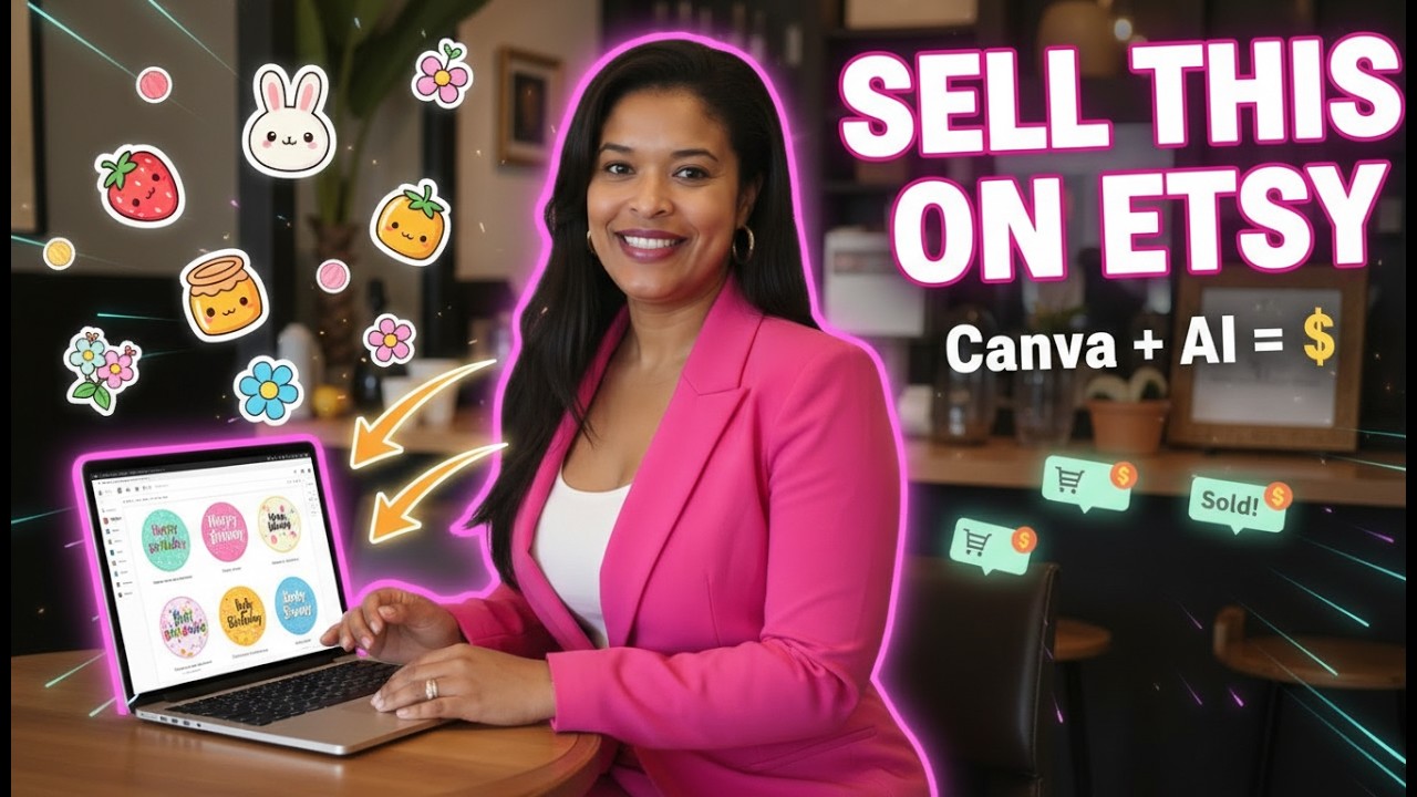 🧁Как создавать украшения для тортов в Canva для продажи (с помощью стикеров, созданных в AI!) 💰 У...