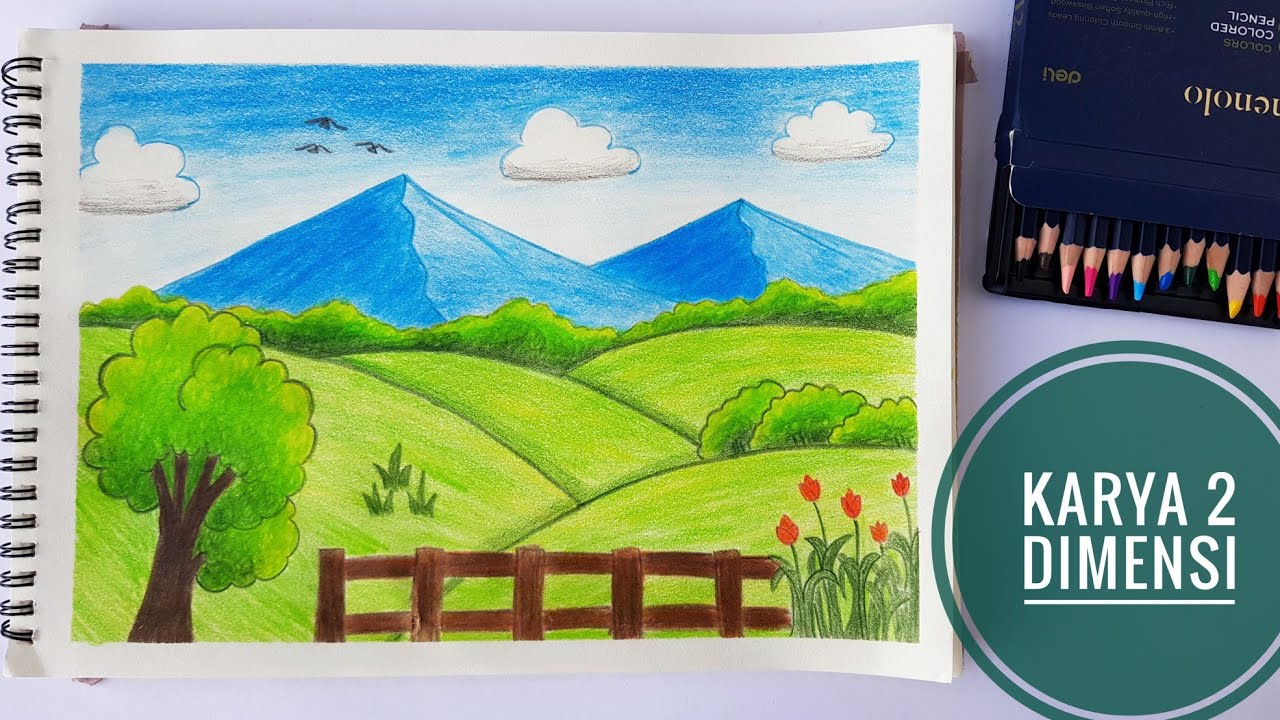 Karya 2 Dimensi || Seni Rupa Kelas 2 SD || Menggambar Pemandangan || Gradasi Warna