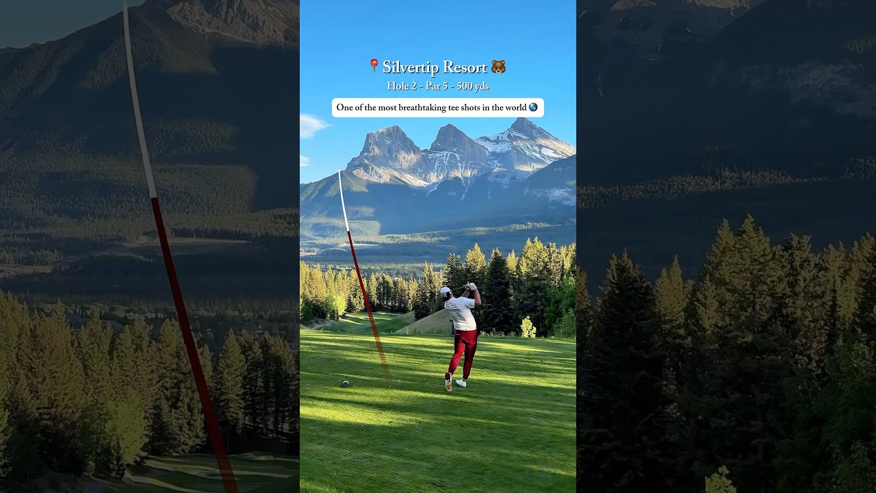 ⛳️ The stunning 2nd Hole at Silvertip Resort 🏔️ #golfing #golf #golfcourse #mountains