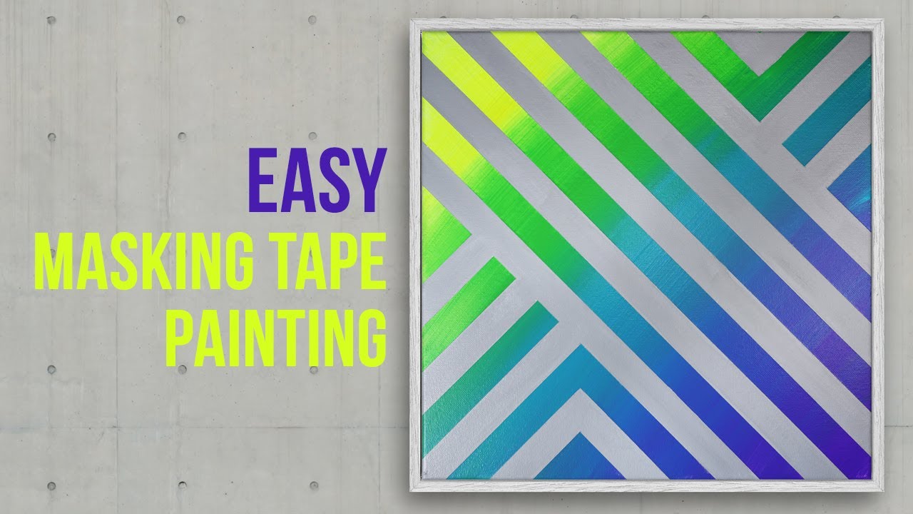 Abstract Acrylic Painting with Masking Tape / Easy DIY Painting Art Demo / 098
