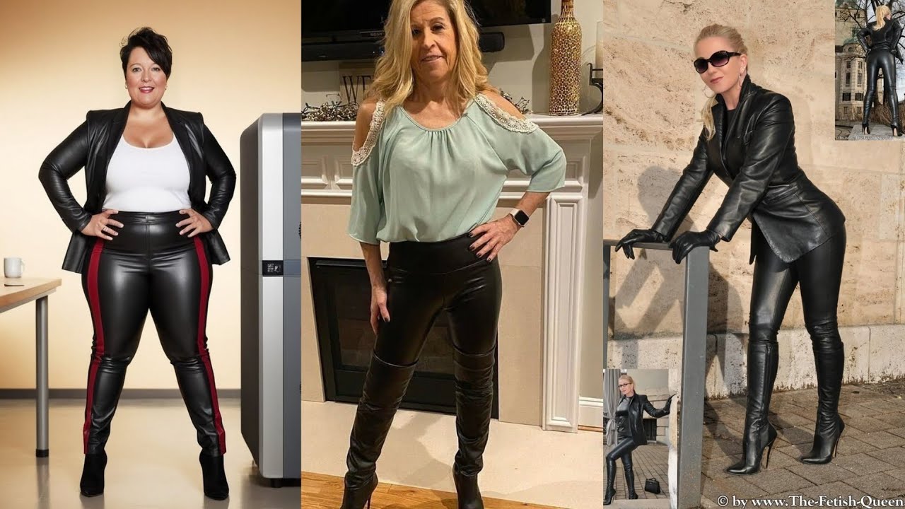 Older & Aged Woman Leather Pants Fashion Ideas Combination ( Part 1 )