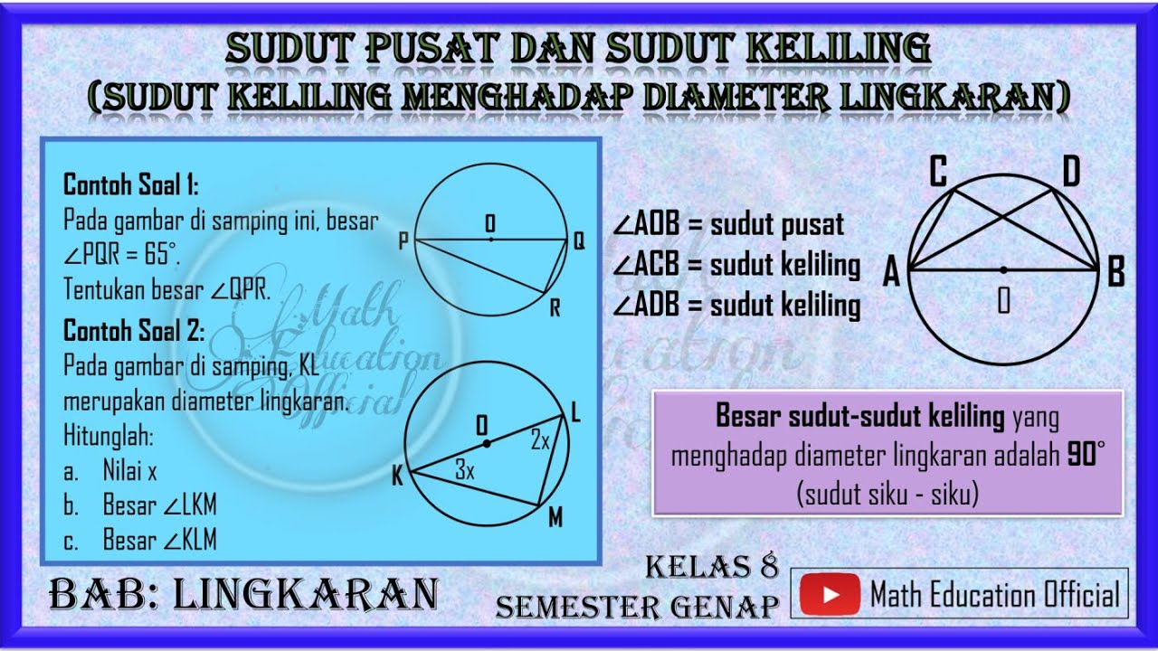 Sudut Keliling Menghadap Diameter Lingkaran - BAB LINGKARAN KELAS 8