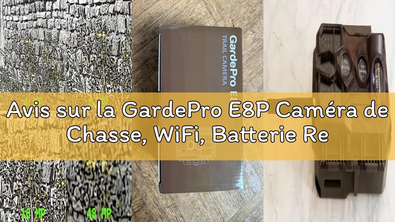 Avis sur la GardePro E8P Caméra de Chasse, WiFi, Batterie Rechargeable 8000 mAh, 64MP 1296P, Caméra