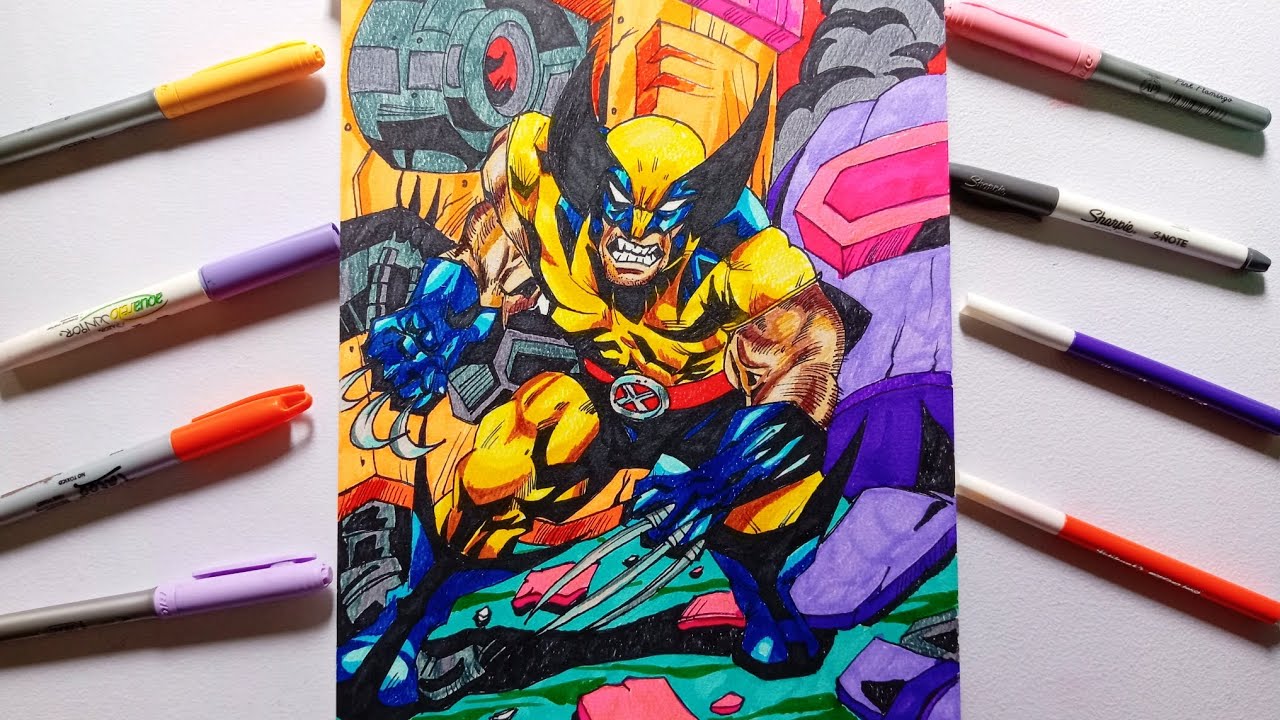 DIBUJANDO!!! WOLVERINE 💥🖌️con marcadores 🖍️