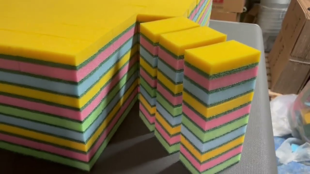 Ful otomatik düz bulaşık süngeri üretim makinası/Fully automatic flat dish sponge production machine