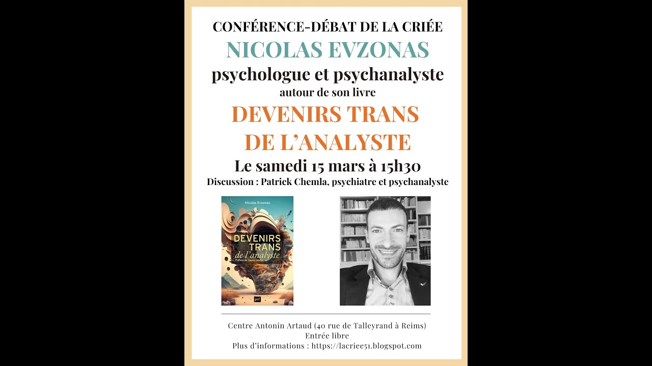 Conférence-débat de la Criée autour du livre de Nicolas Evzonas : 