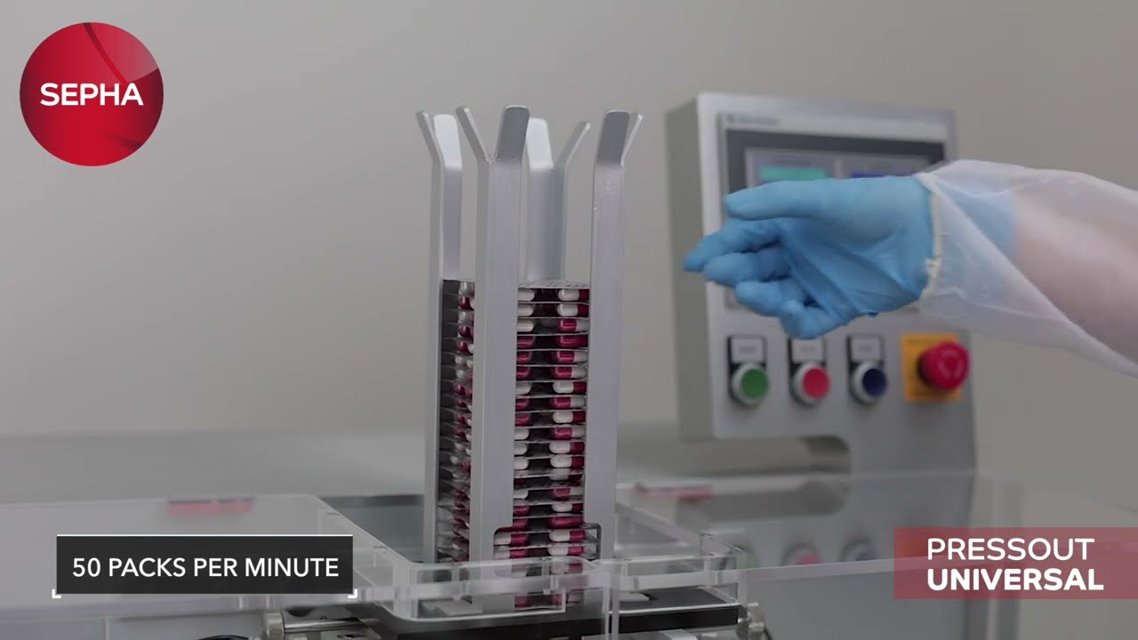 High-speed, automated deblister machine for recovering tablets & capsules | Sepha PressOut Universal