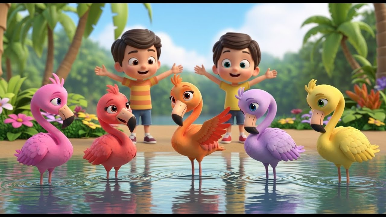Cinco Flamingos Se Arrumam, Se Arrumam, Se Arrumam | Rimas Infantis e Canções para Crianças