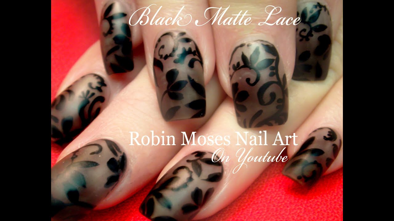 DIY Lace Nail Art on Matte Black Polish | Smokey Flower Nails Tutorial